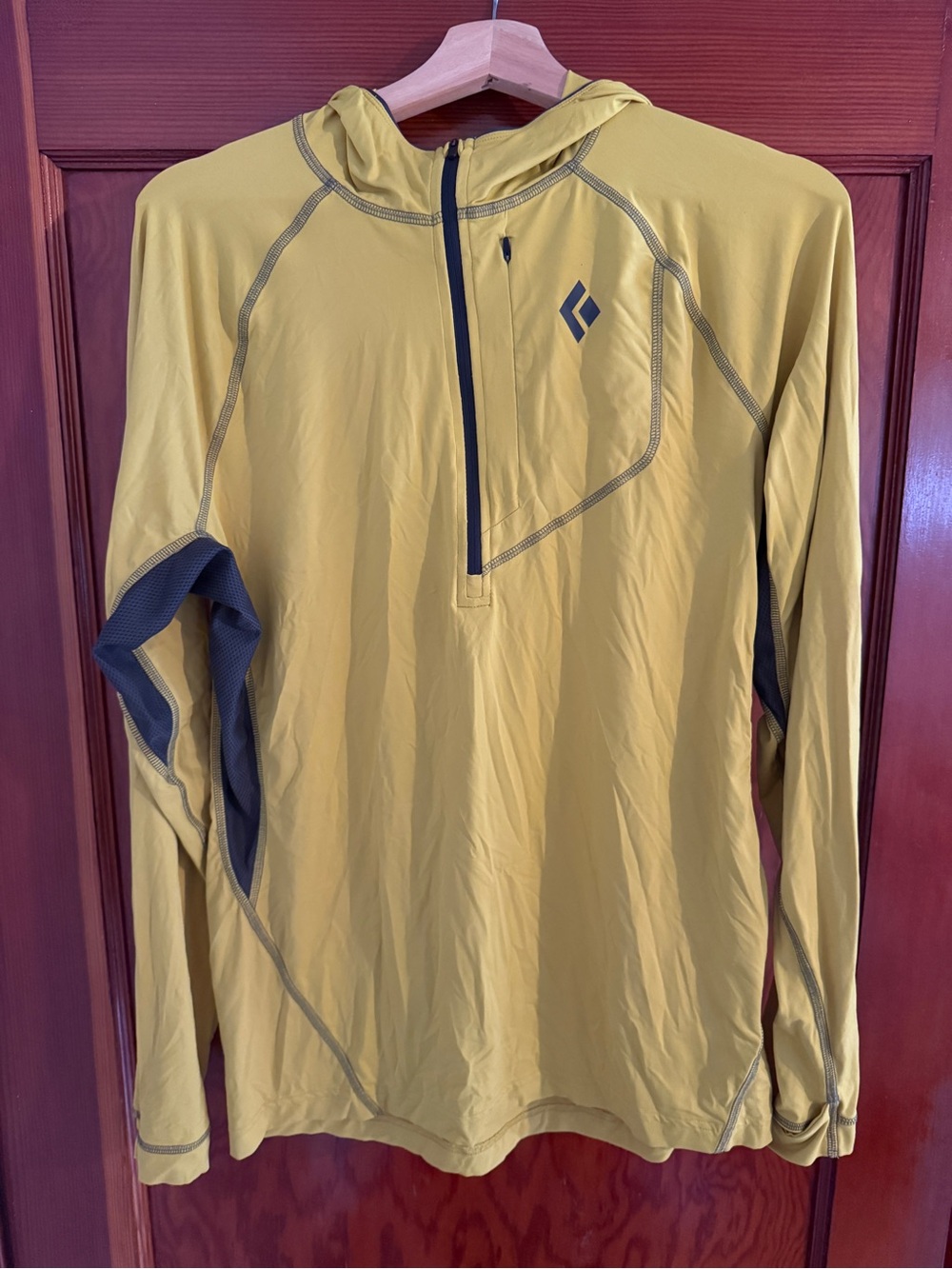 Black Diamond Mustard Yellow Hooded Half-Zip Pullover